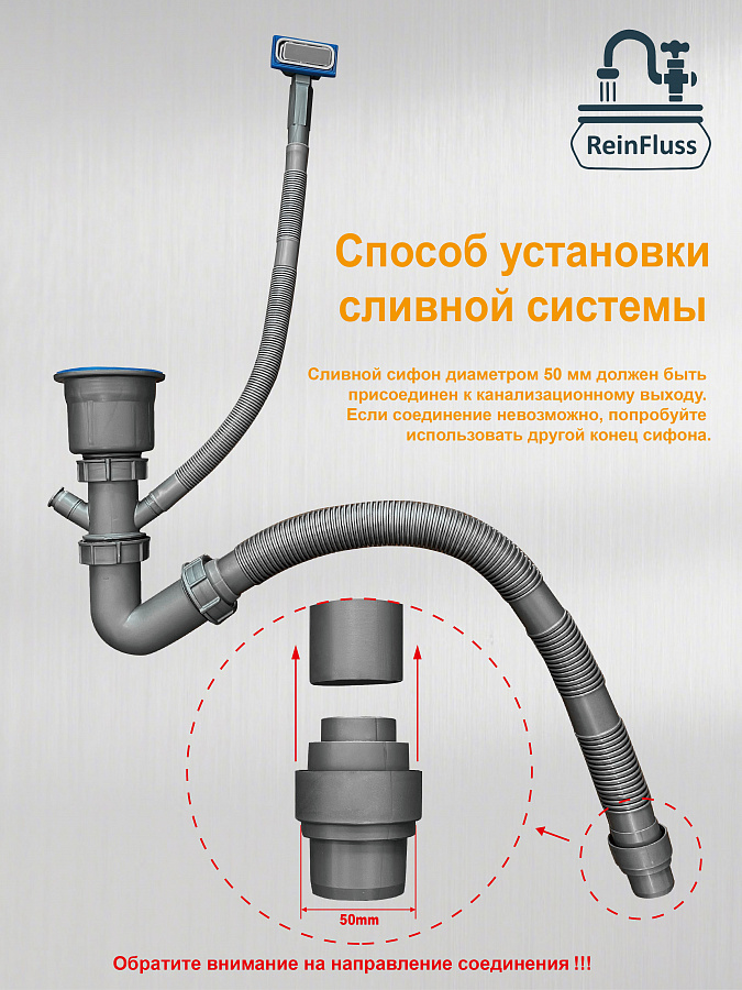 Мойка для кухни нержавеющая 50*50см